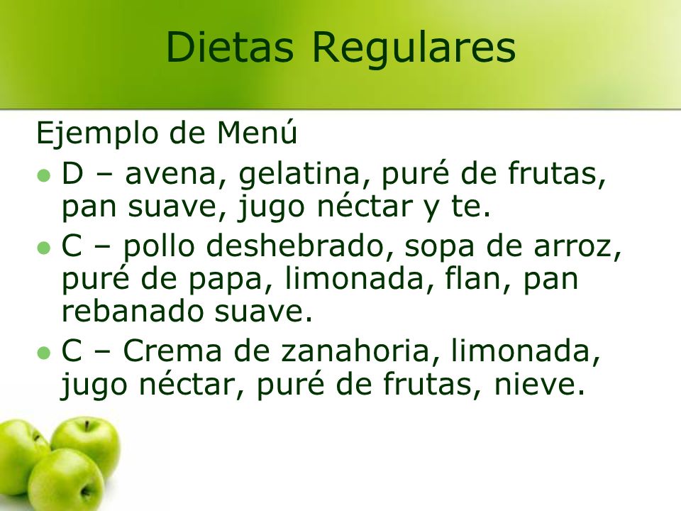 Dieta suave menu ejemplo